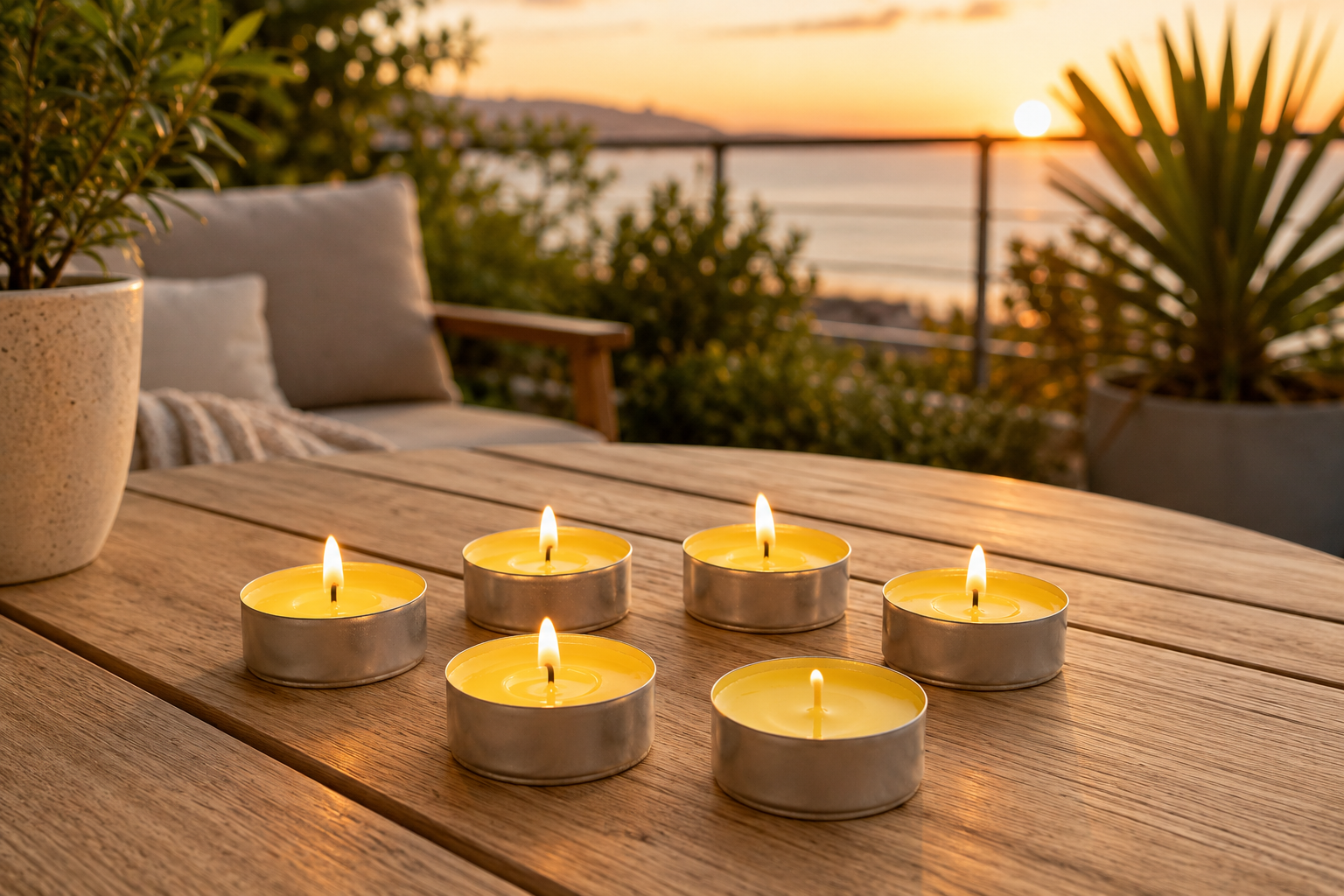 6 Maxi Tea Lights Citronella | Candele Profumate per Esterni