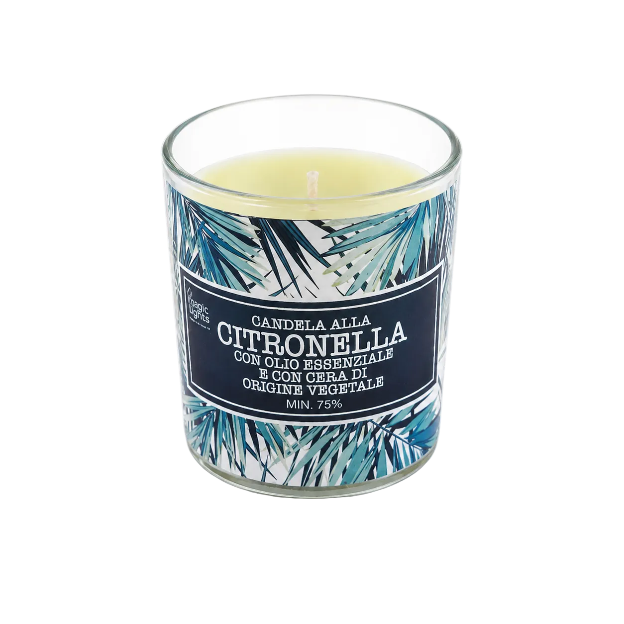 Candela Citronella Decorazione Jungle Magic Lights con cera vegetale 75%