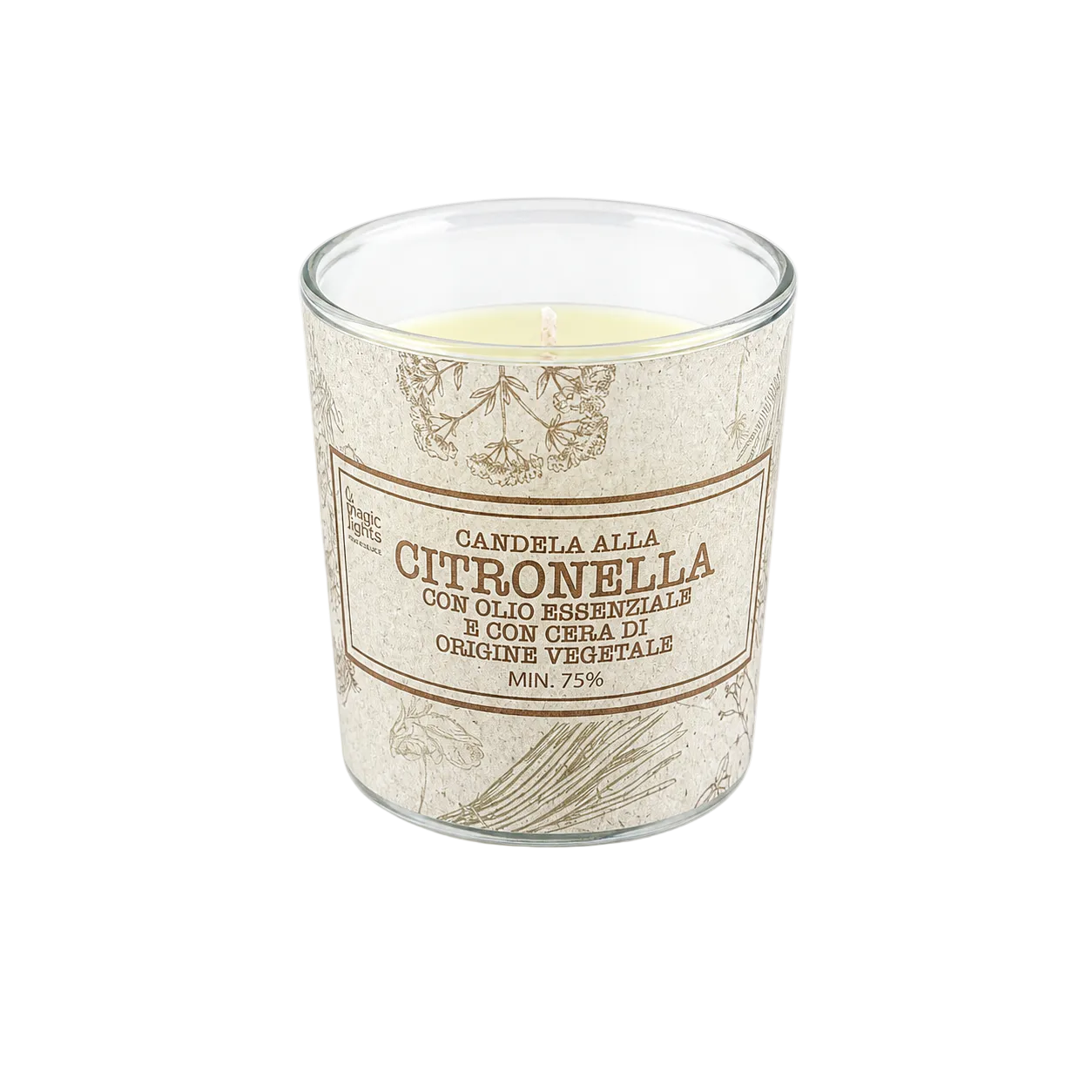 Candela Citronella Magic Lights decorazione naturale con cera vegetale 75%