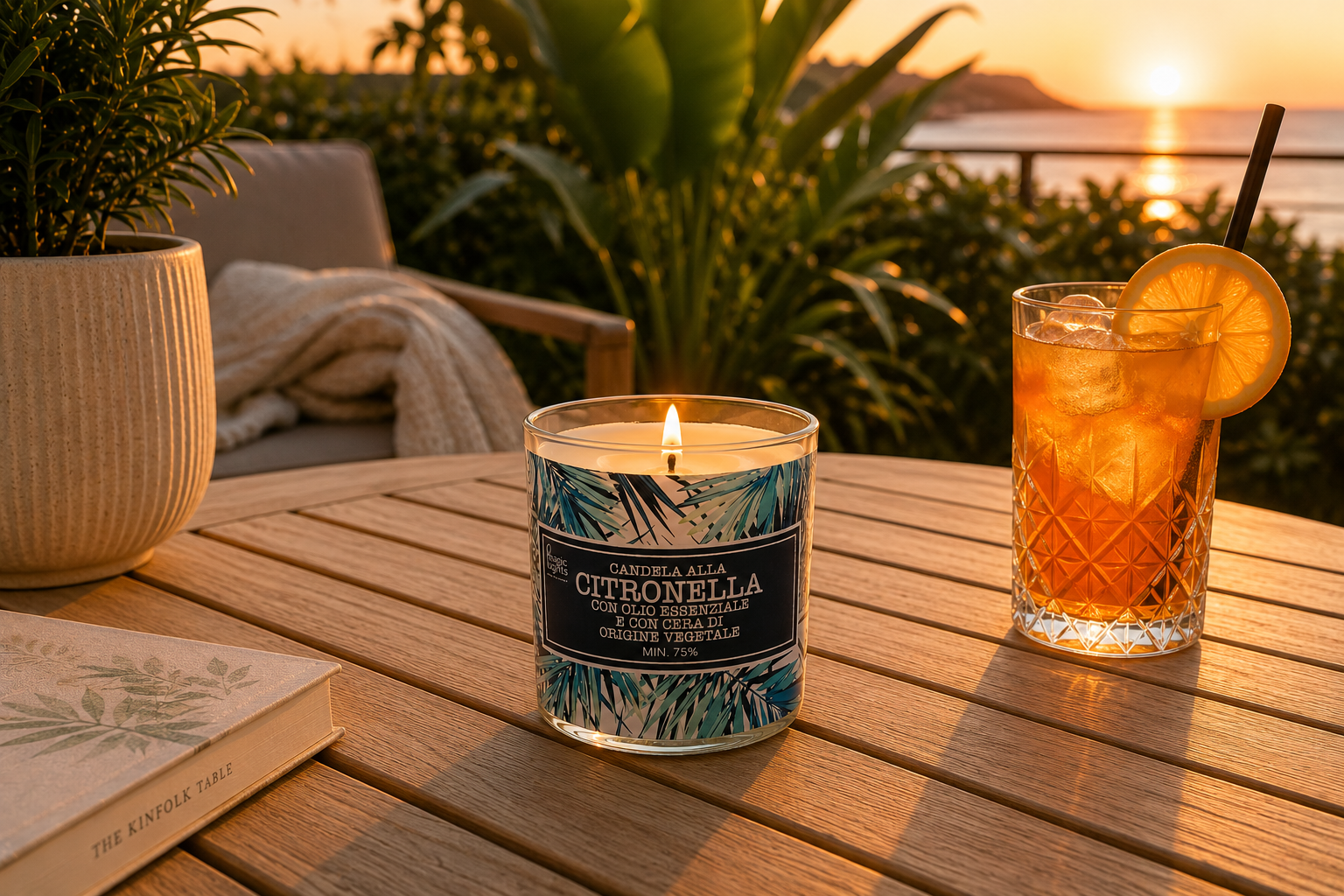 Candela Citronella Decorazione Jungle Magic Lights per terrazzo e serate estive all'aperto