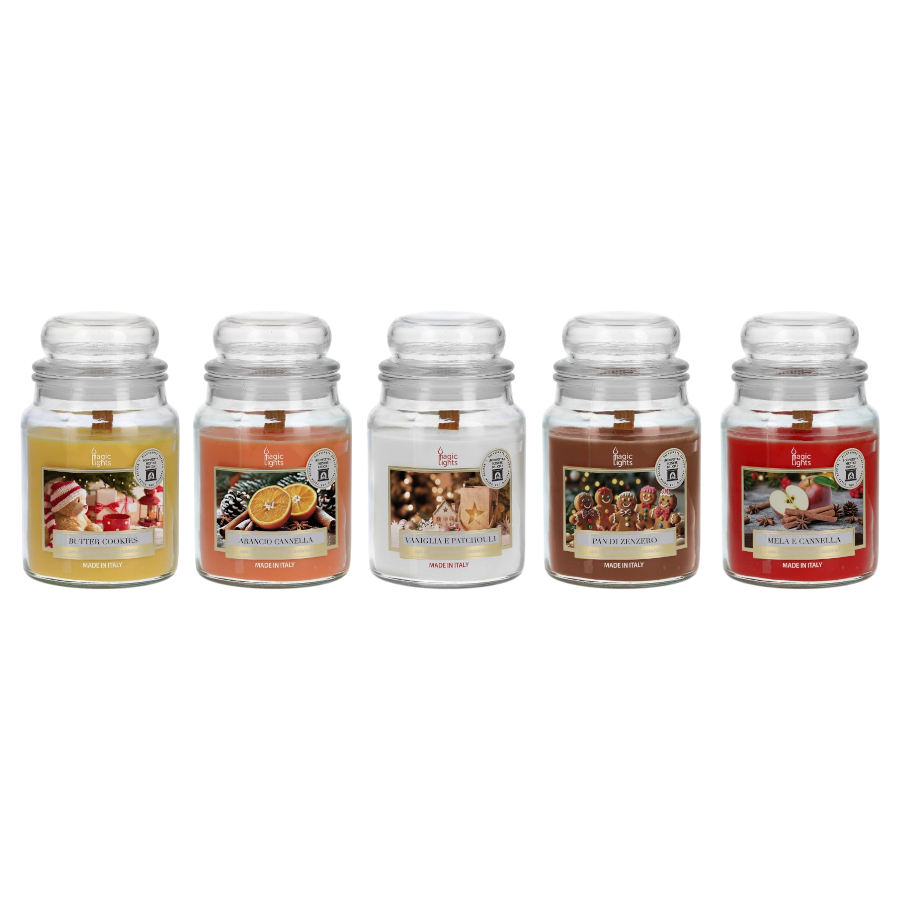 Set 5 Candele Natalizie Completo - Stoppino in Legno Crepitante | Pacchetto Camino EDIZIONE LIMITATA