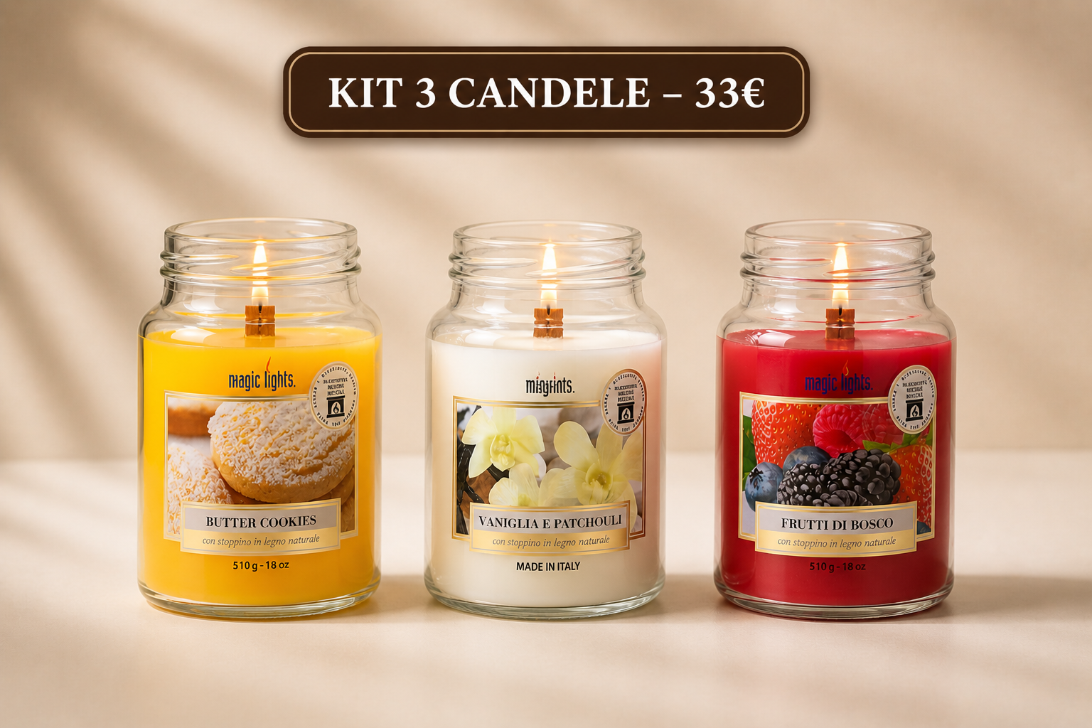 Kit 3 Candele a scelta – 33€