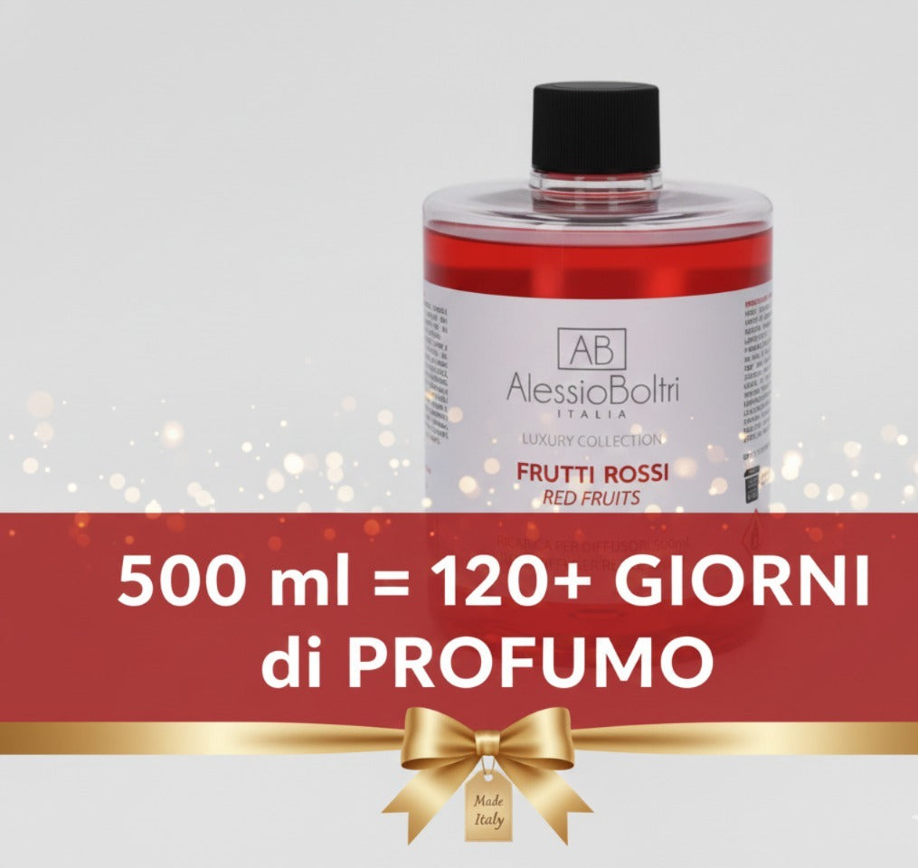 RICARICA FRUTTI ROSSI 500ML - 120+ GIORNI di Profumo Natalizio [Made in Italy]