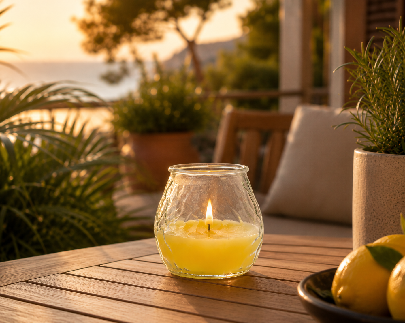 Candela Citronella Low Boy Magic Lights per serate estive su terrazzo e balcone