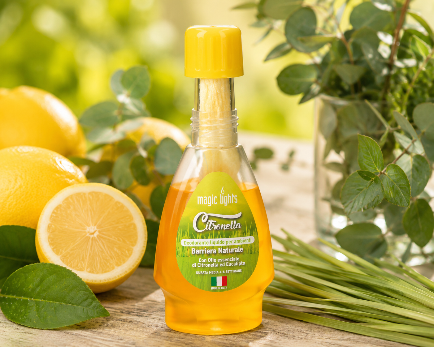 Deodorante Liquido Citronella Magic Lights per terrazzi, balconi e giardini